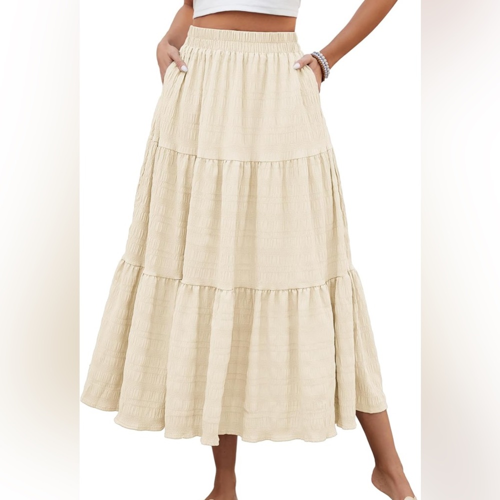 Cream Tiered Skirt